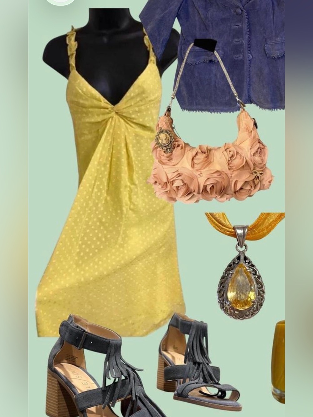 Emily in Paris inspo wedding date Golden babydoll Dress yellow bold garden sz 12